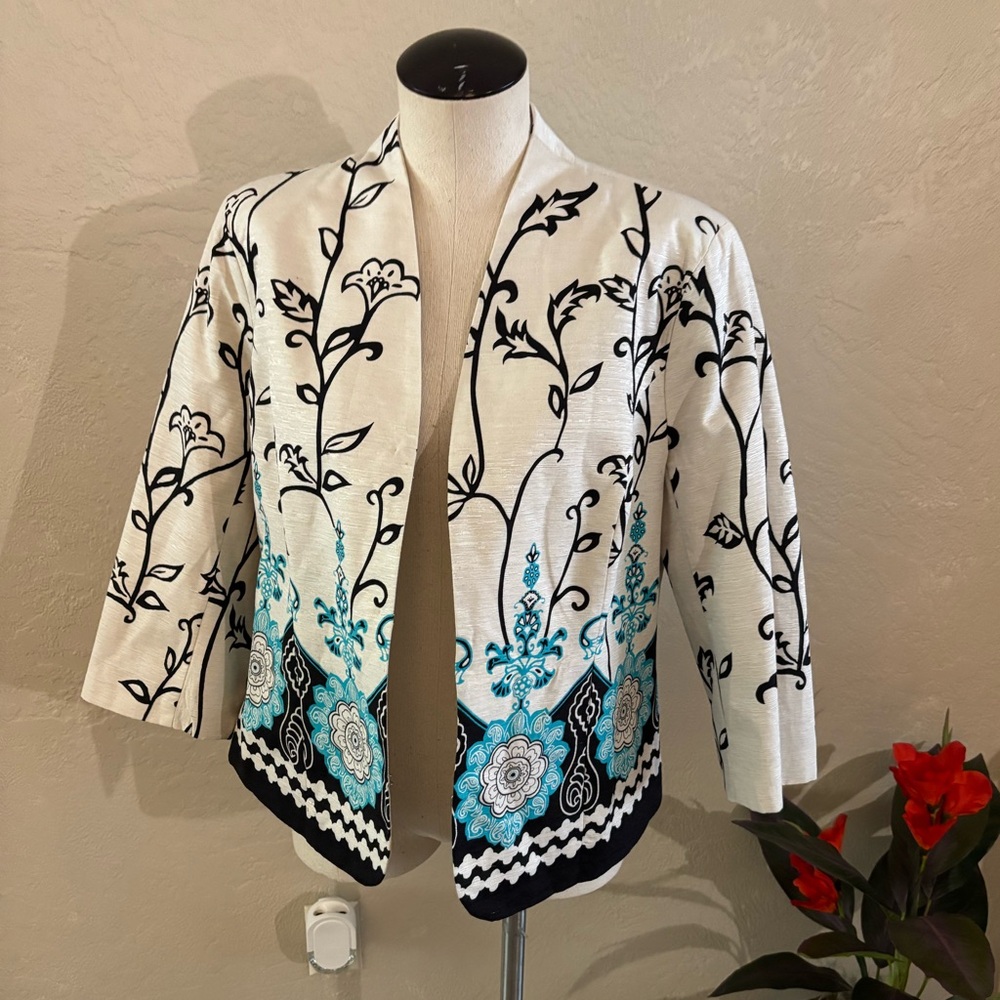 Silkland Lt Weight Silk Floral Blazer/Jacket sz L
